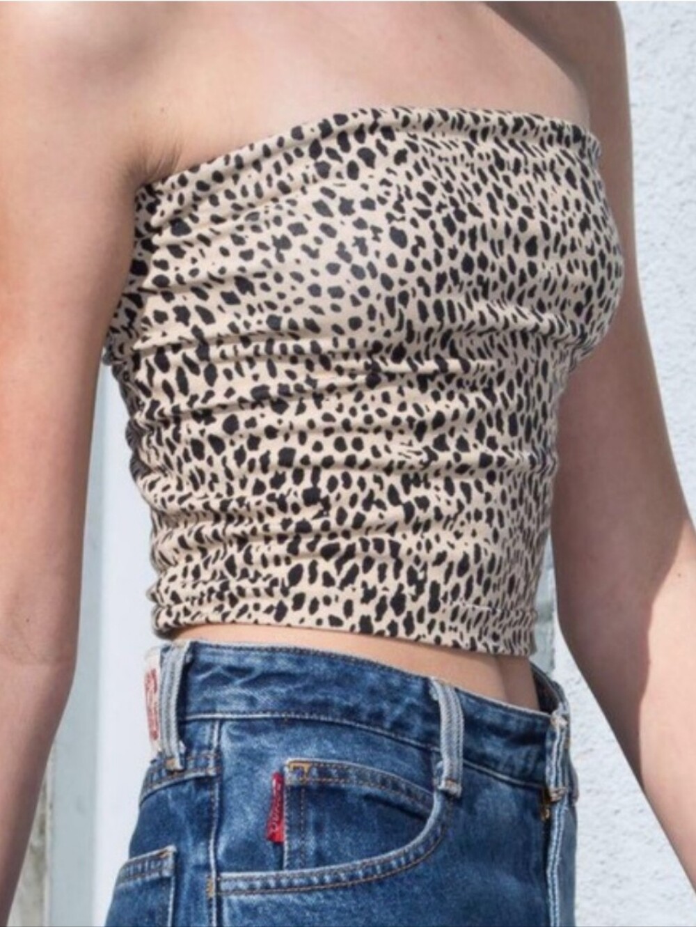 Brandy Melville Leopard Print Tube Top Strapless Crop Brown & Tan, One Size - Picture 3 of 7